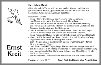 Traueranzeige von Ernst Kreit von Allgäuer Zeitung, Kaufbeuren/Buchloe