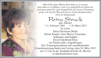 Traueranzeige von Petra Struck von Allgäuer Zeitung, Marktoberdorf