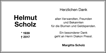 Traueranzeige von Helmut Scholz von Memminger Zeitung