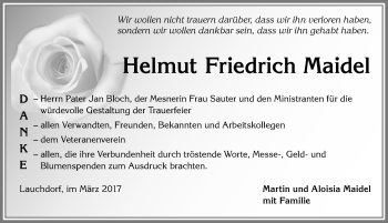 Traueranzeige von Helmut Friedrich Maidel von Allgäuer Zeitung