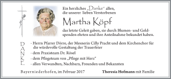 Traueranzeige von Martha Köpf von Allgäuer Zeitung, Füssen