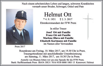 Traueranzeige von Helmut Ott von Allgäuer Zeitung, Füssen