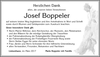 Traueranzeige von Josef Boppeler von Allgäuer Zeitung, Marktoberdorf