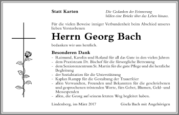 Traueranzeige von Georg Bach von Der Westallgäuer
