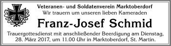 Traueranzeige von Franz-Josef Schmid von Allgäuer Zeitung, Marktoberdorf