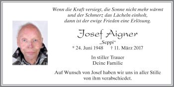 Traueranzeige von Josef Aigner von Allgäuer Zeitung, Füssen