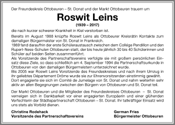 Traueranzeige von Roswit Leins von Memminger Zeitung