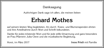 Traueranzeige von Erhard Mothes von Allgäuer Zeitung,Kempten