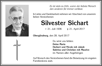 Traueranzeige von Silvester Sichart von Allgäuer Zeitung, Marktoberdorf