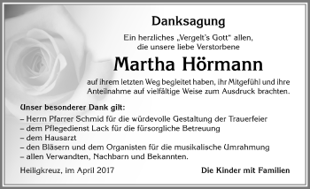 Traueranzeige von Martha Hörmann von Allgäuer Zeitung,Kempten