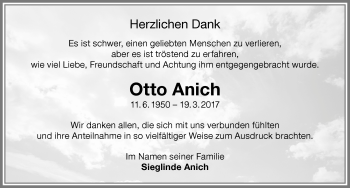 Traueranzeige von Otto Anich von Memminger Zeitung