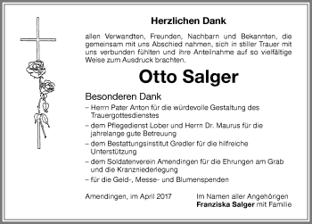Traueranzeige von Otto Salger von Memminger Zeitung