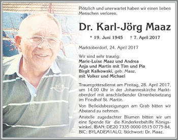 Traueranzeige von Karl-Jörg Maaz von Allgäuer Zeitung, Marktoberdorf