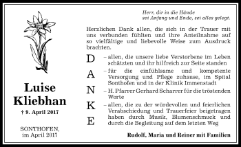 Traueranzeige von Luise Kliebhan von Allgäuer Anzeigeblatt