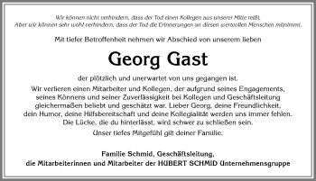 Traueranzeige von Georg Gast von Allgäuer Zeitung, Marktoberdorf