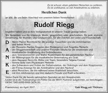 Traueranzeige von Rudolf Riegg von Allgäuer Zeitung, Kaufbeuren/Buchloe
