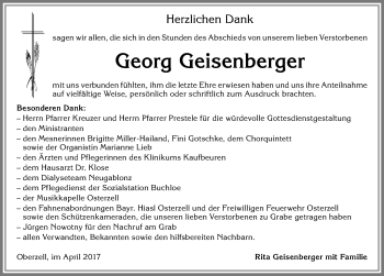 Traueranzeige von Georg Geisenberger von Allgäuer Zeitung, Kaufbeuren/Buchloe