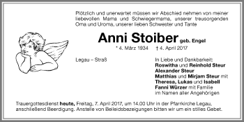 Traueranzeige von Anni Stoiber von Memminger Zeitung