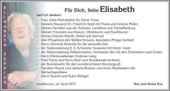 Traueranzeige von Elisabeth  von Allgäuer Zeitung, Kaufbeuren/Buchloe