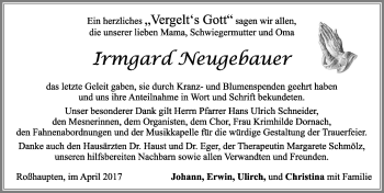 Traueranzeige von Irmgard Neugebauer von Allgäuer Zeitung, Füssen