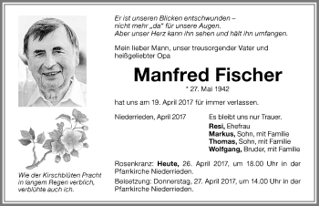 Traueranzeige von Manfred Fischer von Memminger Zeitung