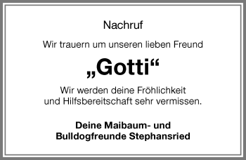 Traueranzeige von Gotti  von Memminger Zeitung