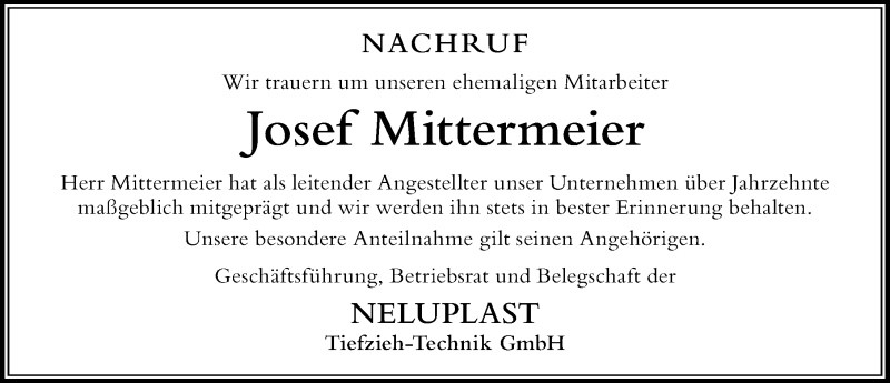  Traueranzeige für Josef Mittermeier vom 19.05.2017 aus Der Westallgäuer