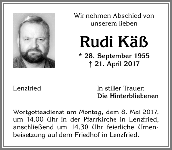 Traueranzeige von Rudi Käß von Allgäuer Zeitung,Kempten