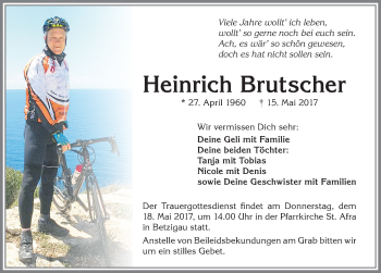 Traueranzeige von Heinrich Brutscher von Allgäuer Zeitung,Kempten
