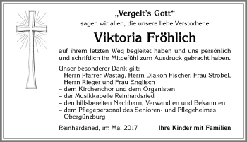 Traueranzeige von Viktoria Fröhlich von Allgäuer Zeitung, Marktoberdorf