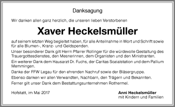 Traueranzeige von Xaver Heckelsmüller von Memminger Zeitung