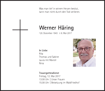 Traueranzeige von Werner Häring von Memminger Zeitung