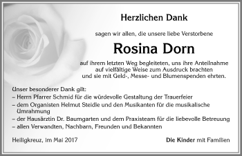 Traueranzeige von Rosina Dorn von Allgäuer Zeitung,Kempten