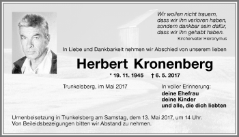 Traueranzeige von Herbert Kronenberg von Memminger Zeitung
