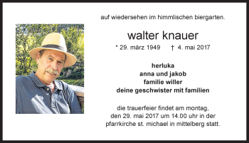 Traueranzeige von Walter Knauer von Allgäuer Zeitung,Kempten