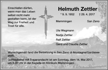 Traueranzeige von Helmuth Zettler von Memminger Zeitung