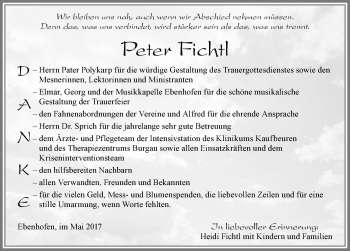 Traueranzeige von Peter Fichtl von Allgäuer Zeitung, Marktoberdorf