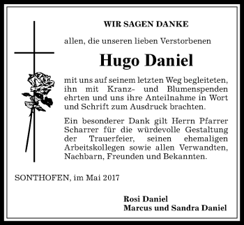 Traueranzeige von Hugo Daniel von Allgäuer Anzeigeblatt