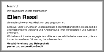Traueranzeige von Ellen Rassl von Memminger Zeitung