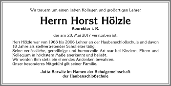 Traueranzeige von Horst Hölzle von Allgäuer Zeitung,Kempten