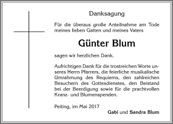 Traueranzeige von Günter Blum von Allgäuer Zeitung,Kempten