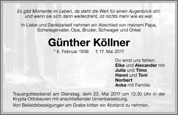 Traueranzeige von Günther Köllner von Memminger Zeitung