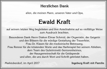 Traueranzeige von Ewald Kraft von Allgäuer Zeitung, Marktoberdorf