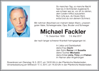 Traueranzeige von Michael Fackler von Memminger Zeitung