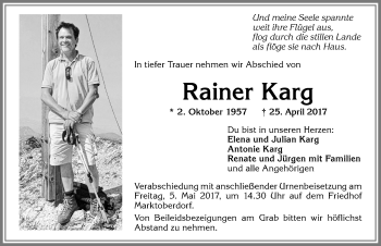 Traueranzeige von Rainer Karg von Allgäuer Zeitung, Marktoberdorf