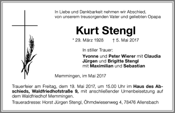 Traueranzeige von Kurt Stengl von Memminger Zeitung