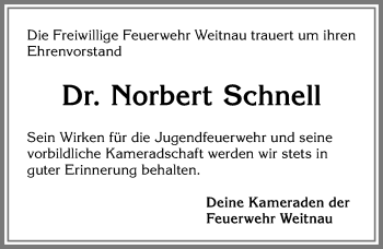 Traueranzeige von Norbert Schnell von Allgäuer Zeitung,Kempten