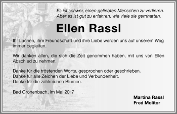 Traueranzeige von Ellen Rassl von Memminger Zeitung