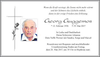 Traueranzeige von georg Guggemos von Allgäuer Zeitung, Füssen
