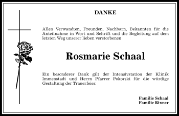 Traueranzeige von Rosmarie Schaal von Allgäuer Anzeigeblatt